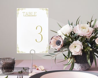 Printable Table Numbers, Wedding Table Numbers, Elegant Gold design, INSTANT DOWNLOAD, 4x6, Tables 1-30, All Proceeds Donated