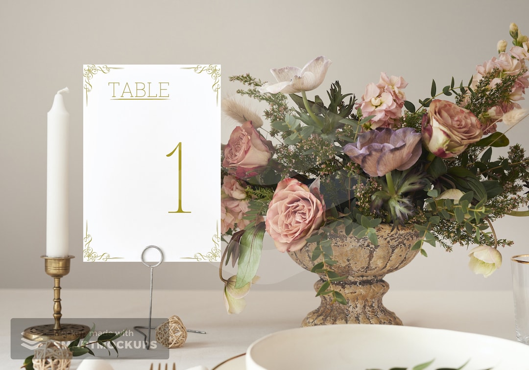 Printable Table Numbers, Wedding Table Numbers, Elegant Gold Design ...