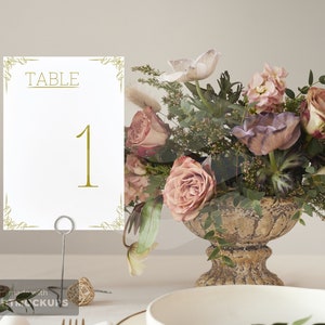Printable Table Numbers, Wedding Table Numbers, Elegant Gold design, INSTANT DOWNLOAD, 5x7, Tables 1-30, All Proceeds Donated