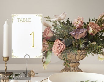 Printable Table Numbers, Wedding Table Numbers, Elegant Gold design, INSTANT DOWNLOAD, 5x7, Tables 1-30, All Proceeds Donated