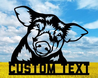Personalized Pig Metal Farm Sign, Pig Monogram, Custom Wall Art