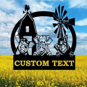 Custom Pig Metal Wall Art, Metal Sign For Farmer, Pig Kitchen Decor, Pig Owner Gift, Custom Outdoor Metal Sign Gift, Metal Pig Farm Sign
