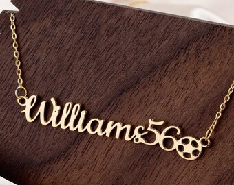 Collar personalizado con nombre de jugador de fútbol, acero inoxidable, regalo para el equipo de fútbol.