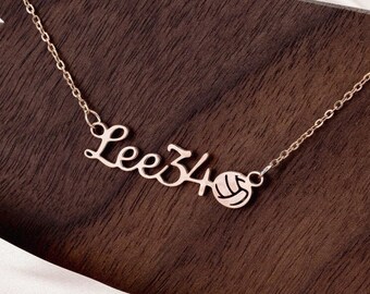 Collar personalizado con nombre de voleibol, acero inoxidable, fabricado en EE. UU.