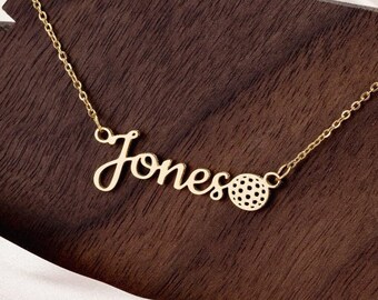 Collar personalizado con nombre y pelota de golf, acero inoxidable, regalo para golfista
