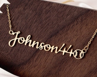 Collar personalizado con nombre de béisbol, acero inoxidable, regalo para el equipo