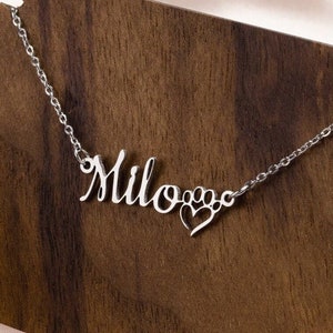Name Necklace With Paw, Dog Paw Necklace Personalized, Personalized Paw Necklace, Pet Loss Necklace With Name, Pet Memorial Jewelry Gift