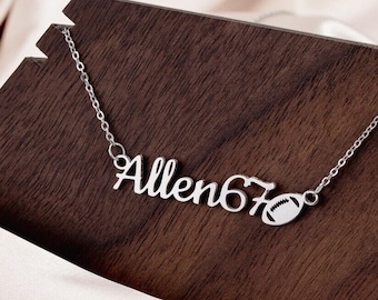 Collar personalizado con nombre de fútbol, acero inoxidable, regalo para mamá del equipo
