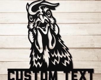 Letrero metálico personalizado de gallinero, decoración de granja con gallos y rancho