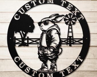 Personalized Hip Hop Rabbit Metal Sign, Farmhouse Decor