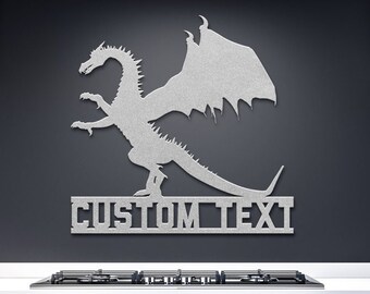 Custom Dragon Name Metal Wall Art, Personalized Steel Sign