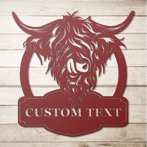 Custom Highland Cow Metal Sign, Funny Highland Cow Door Hanger ...
