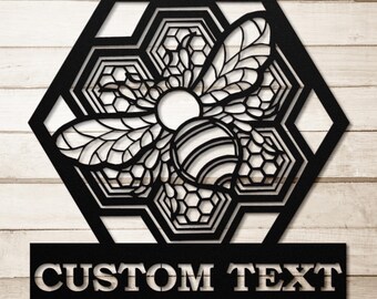 Personalized Honeycomb Bee Metal Sign, Custom Beekeeper Gift