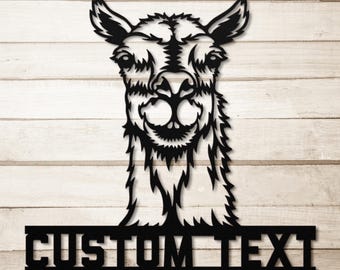 Letrero metálico personalizado para rancho de alpacas, entrada personalizada a granja de llamas