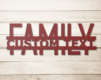 Personalized Metal Family Name Sign - Custom Split Monogram Decor