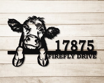 Letrero de metal personalizado con forma de vaca: decoración de granja, regalo para granjeros