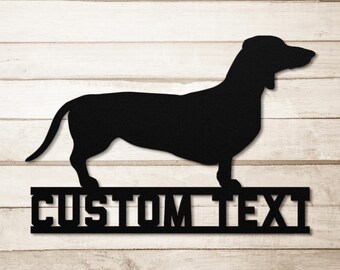 Letrero metálico personalizado de perro salchicha: silueta de perro personalizada