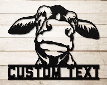 Letrero metálico personalizado de vaca: decoración de granero de granja