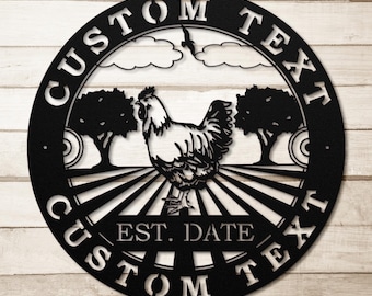 Personalized Chicken Metal Sign, Farmhouse Decor, Custom Hen House Sign