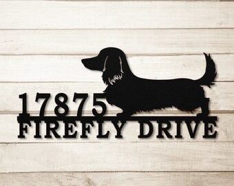 Personalized Dachshund Metal Sign, Custom Dog Address Sign