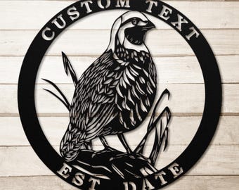 Personalized Quail Metal Wall Art, Ranch Sign
