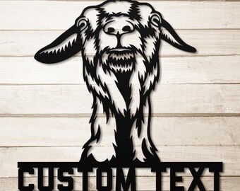 Letrero metálico de cabra personalizado, decoración de pared de granja, letrero de rancho personalizado