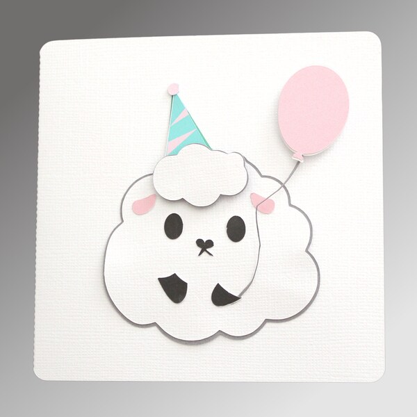 Joyeux anniversaire à Ewe Kawaii Sheep Rebus Puzzle Wheel Carte