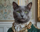 Portrait personnalisé d'animal royal, art animalier sur mesure, décoration unique pour amoureux des animaux.