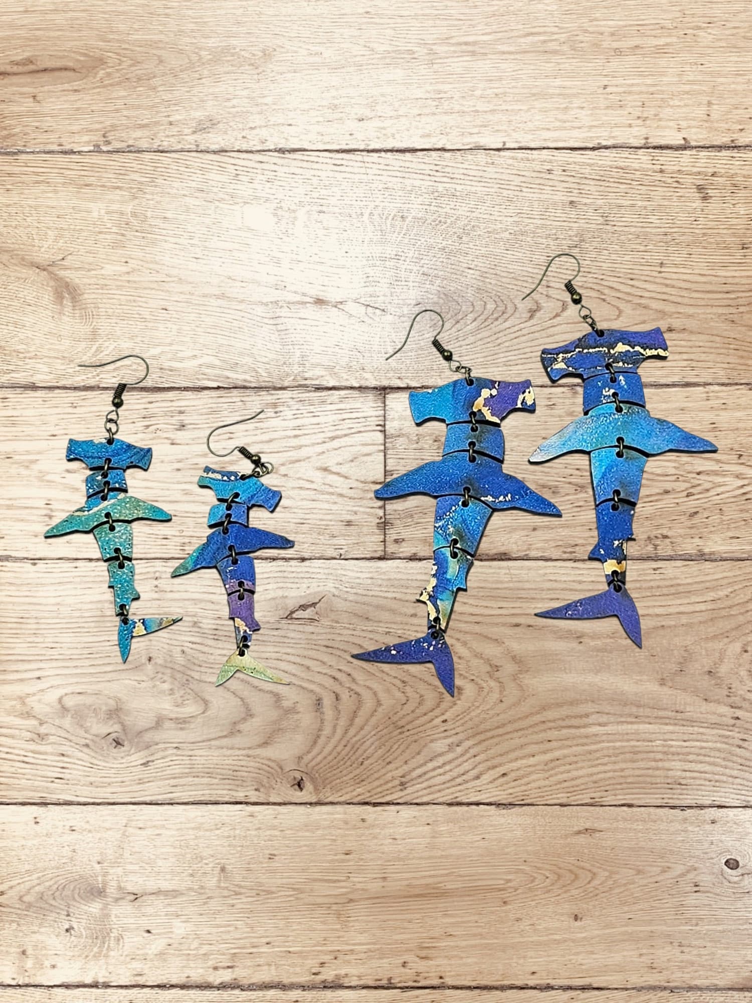 DIGITAL Mini Stacked Hammerhead Shark Earrings Dangle Earring Dangle ...