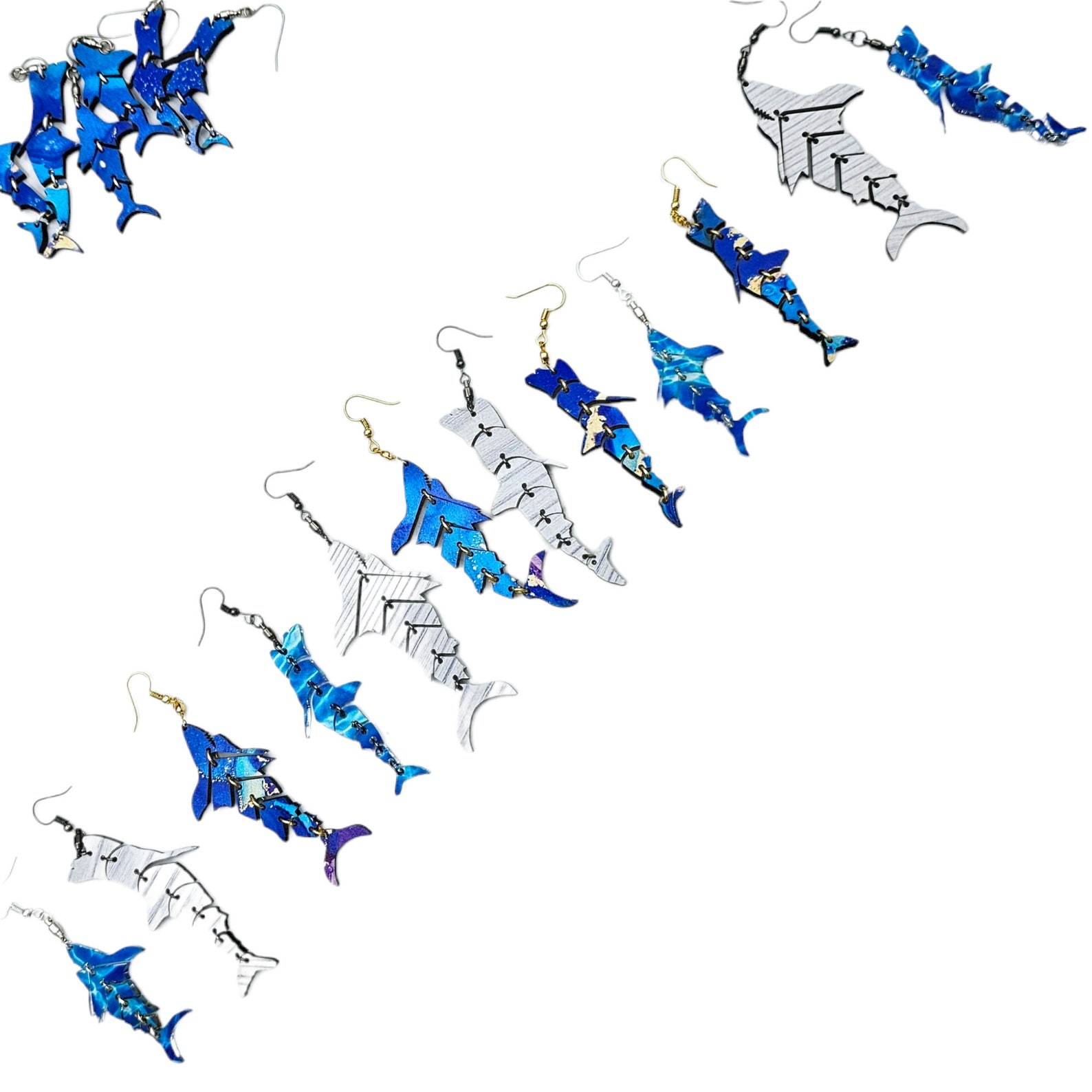 DIGITAL Biting Stacked Shark Earrings Dangle Earring Dangle Drop - Etsy