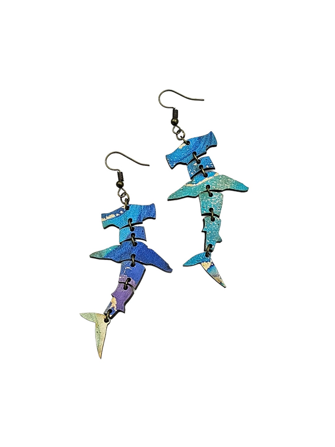 DIGITAL Mini Stacked Hammerhead Shark Earrings Dangle Earring Dangle ...