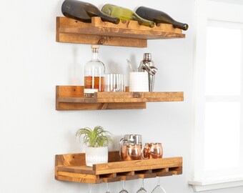 Bernardo solid wood wall mounted wine glass rack hot sale