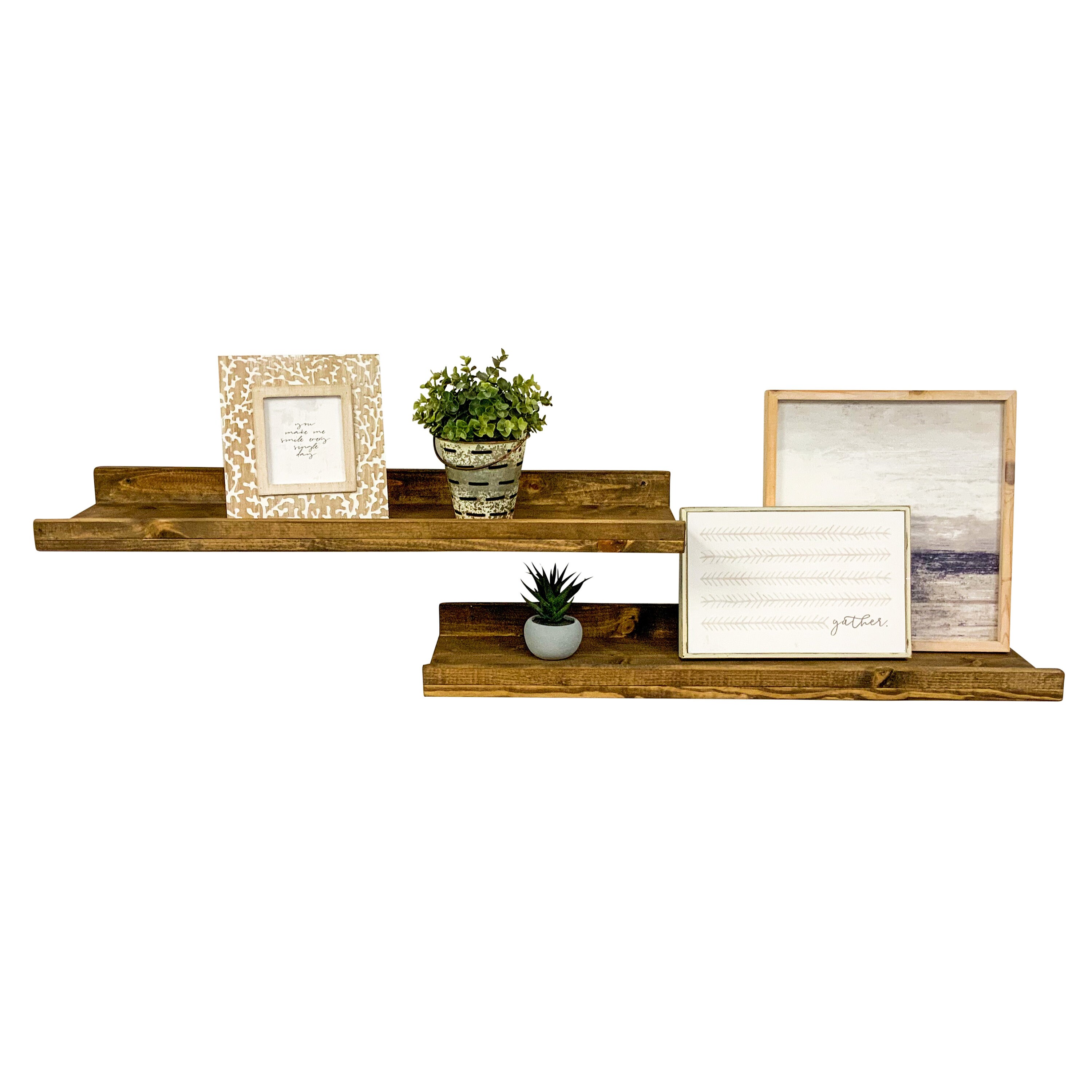 Rustic Luxe Solid Wood Wall Mounted Decorative Accent Shelves Etsy