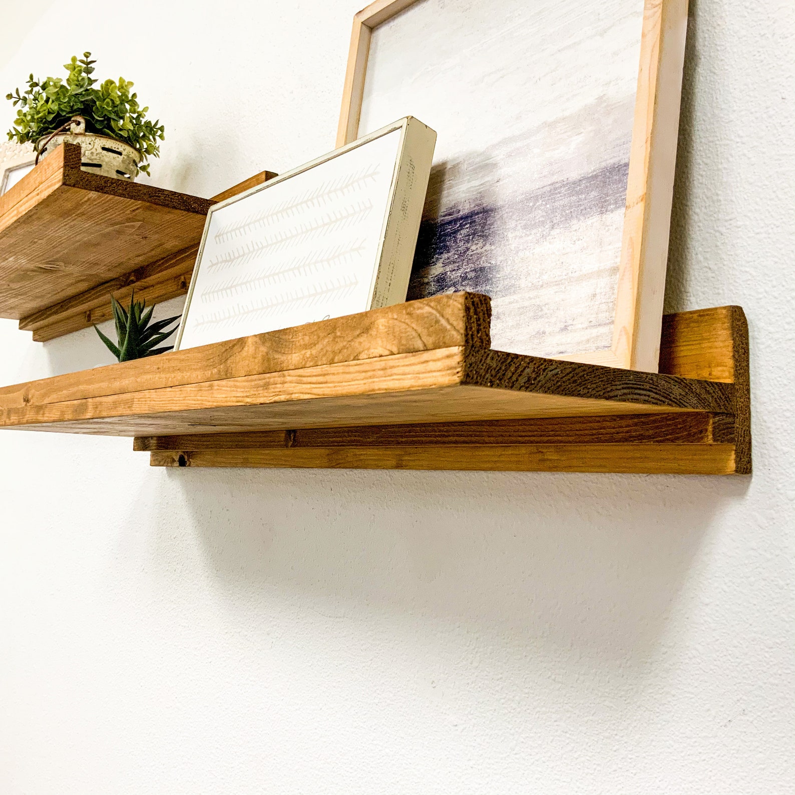 Rustic Luxe Solid Wood Wall Mounted Decorative Accent Shelves Etsy