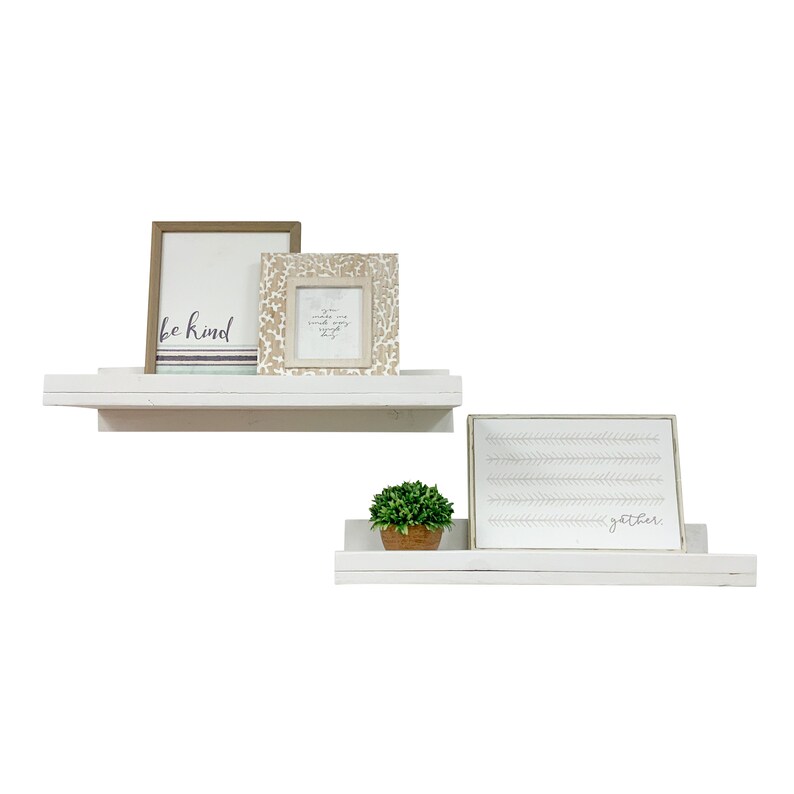 Rustic Luxe Solid Wood Wall Mounted Decorative Accent Shelves Etsy