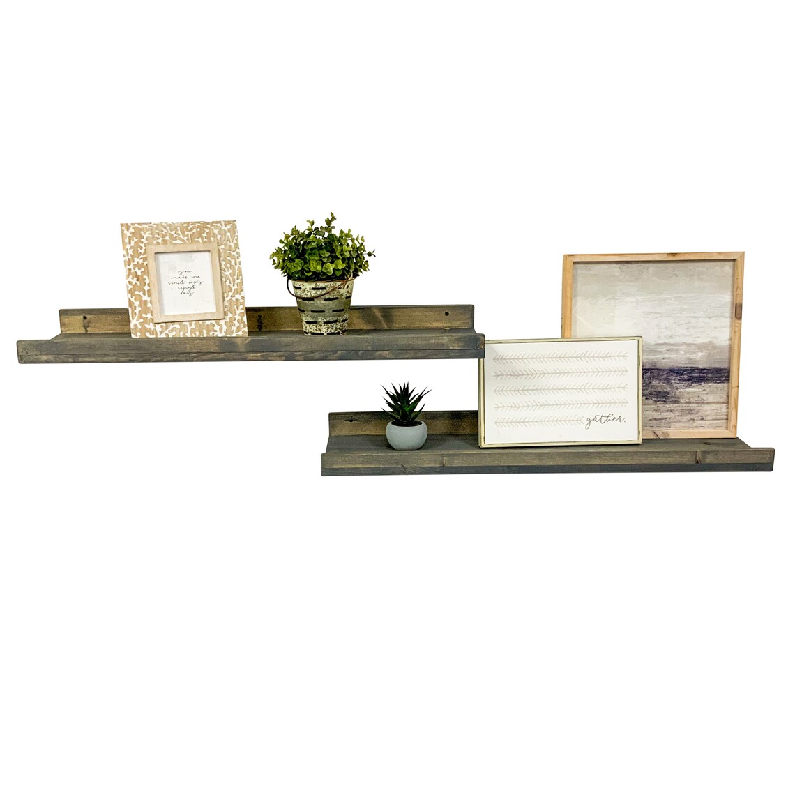 Rustic Luxe Solid Wood Wall Mounted Decorative Accent Shelves Etsy