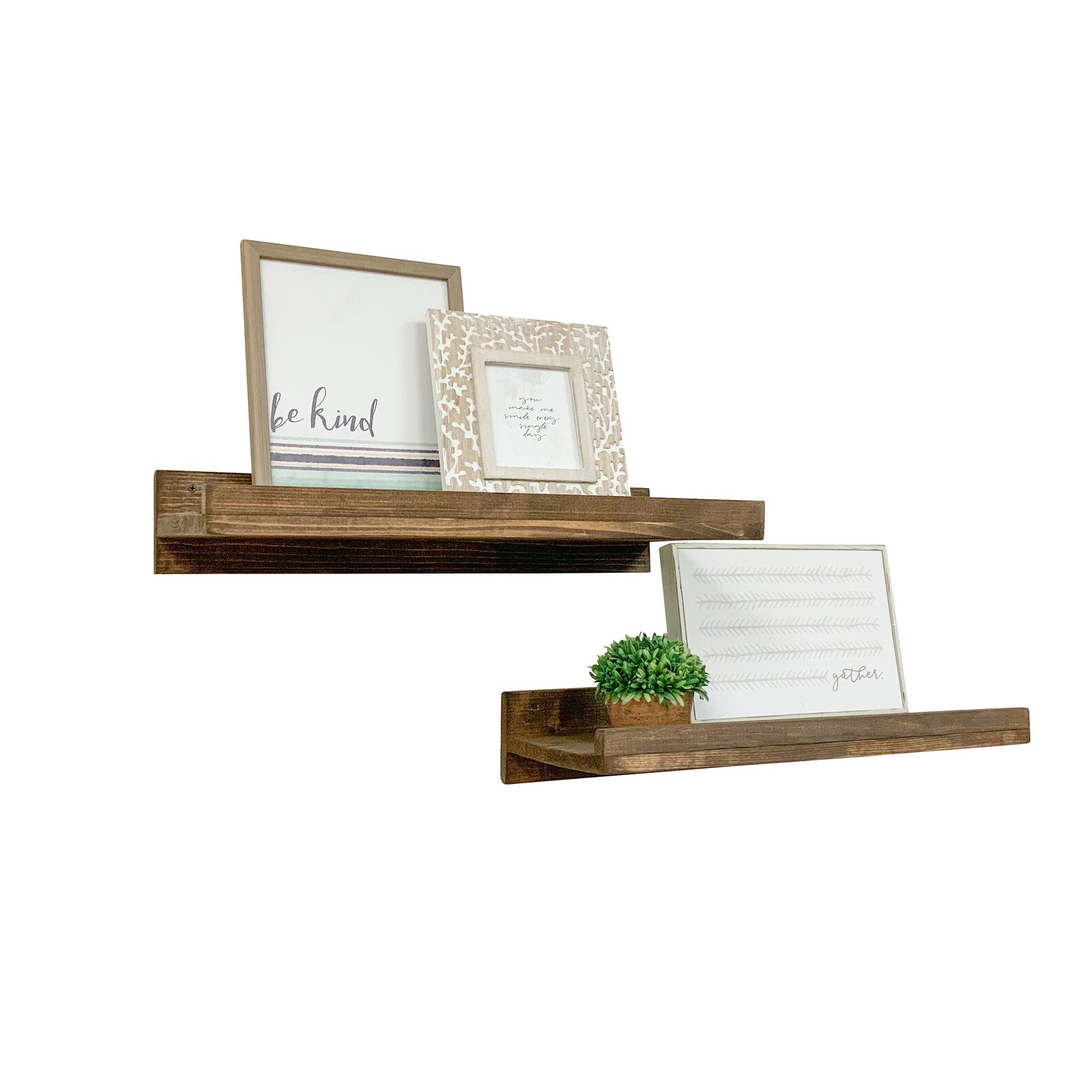Rustic Luxe Solid Wood Wall Mounted Decorative Accent Shelves Etsy