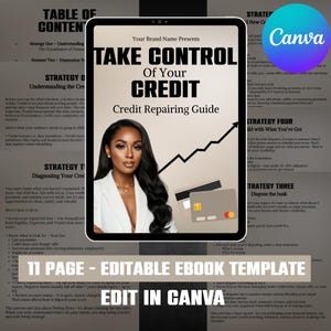 Editable Credit Repair Ebook with PLR, 8-Step Guide to Build Credit, Done For You, Grow Wealth, Resell for Passive Income, Canva Editable