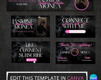 DIY Youtube Branding Kit - Youtube Banner, Intro and Outro Designs - Editable Templates - Canva Template