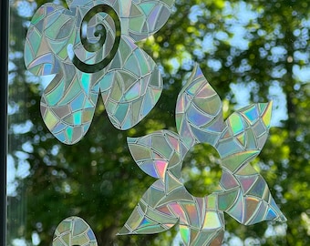 FLOWER SUNCATCHER SET, Prismatic Rainbow Window Clings, Static Cling Set