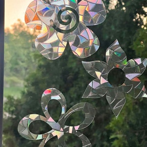 FLOWER SUNCATCHERS, Nature Rainbow Window Clings, rainbow window, flower Sun catcher, window cling, rainbow maker, set of 3