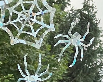 Spider Web Suncatcher Set, Halloween Window Clings, Rainbow Maker