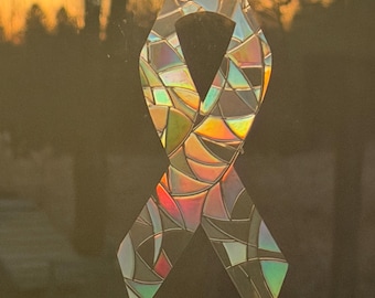 Awareness Ribbon Suncatcher, Rainbow Window Cling, Cancer Support Gift