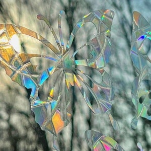 BUTTERFLY SET suncatcher for windows, sun catcher decal, rainbow maker sticker, rainbow window cling, rainbow prism, set of 3