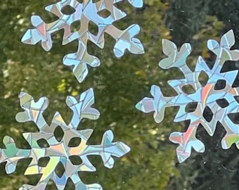 Snowflake Suncatcher Set – Rainbow Window Clings, Winter Decor