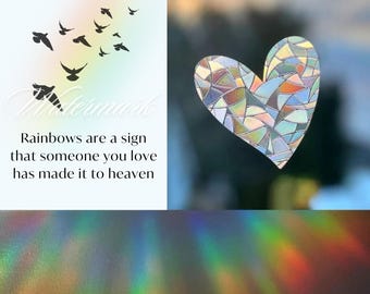 HEAVEN HEART Memorial Sympathy Funeral Gift - Rainbow Sun Catcher Best for Daily faith Remembrance grief loss of mother father child spouse