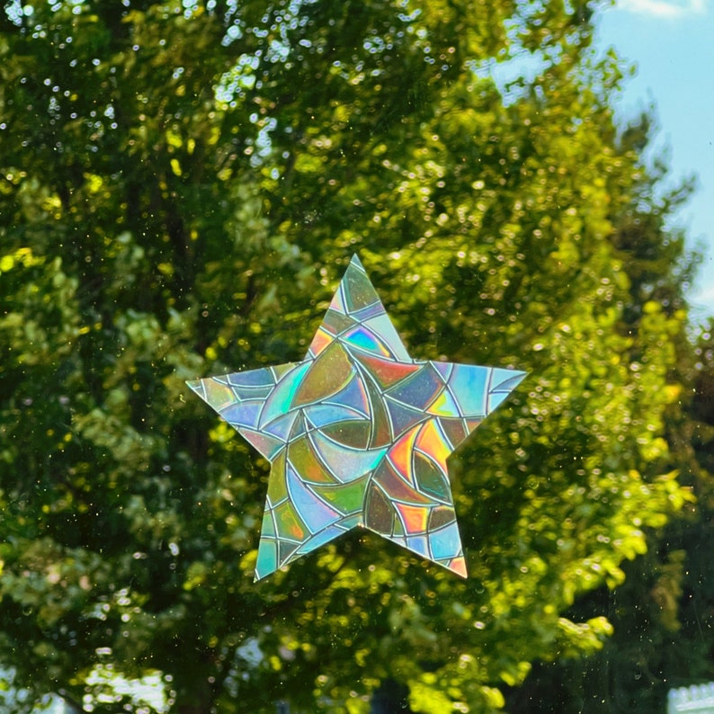 RAINBOW STARS prism suncatcher, sun catcher decal, rainbow maker sticker, rainbow window cling, rainbow prism, sun catcher for car image 6