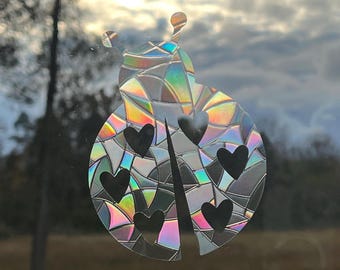 Ladybug Sun Catcher, Prismatic Vinyl Rainbow Maker, Static Cling Window Decal