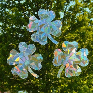 SHAMROCK SUNCATCHER Window Clings, Rainbow 4 leaf Clover, ND, Sun Catcher, rainbow cling, Prism, st. Patrick’s day, spd, lucky clover