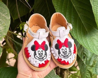Handmade Leather Huarache Sandals - Minnie Mouse Baby Shoes